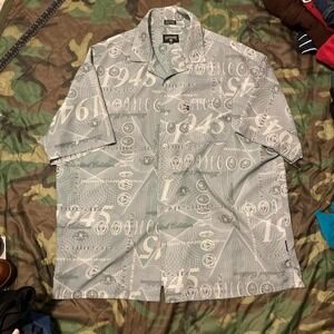 Vintage 90s Rocawear AOP baggy button up‎ shirt money Mens XXL/28